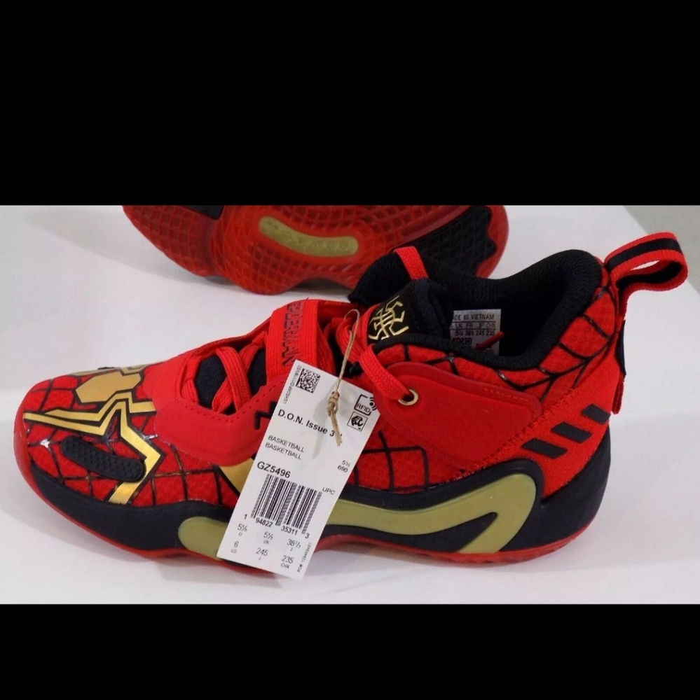 NEW sz 6 Adidas D.O.N. Boys #3 x Marvel Low Spider-Man Basketball Sneakers Shoe - Picture 4 of 5